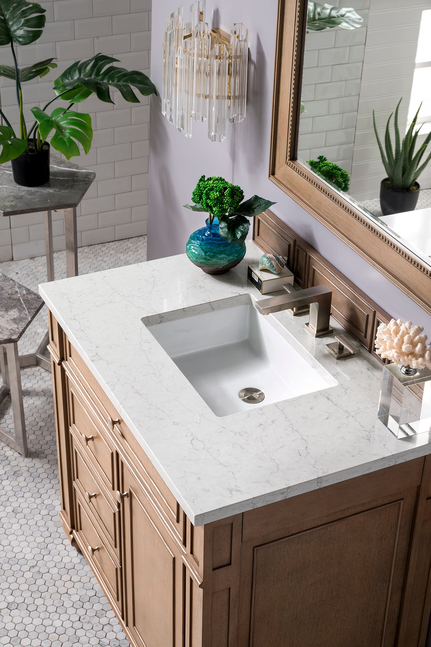 James Martin Bristol 36" Single Vanity in Whitewashed Walnut with 3cm Countertop