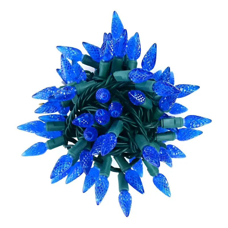 70 C6 Blue LED Christmas Lights, 4" Spacing