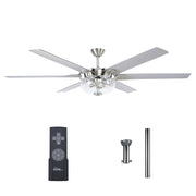70'' Modern Satin Nickel 6 Blade Ceiling Fan
