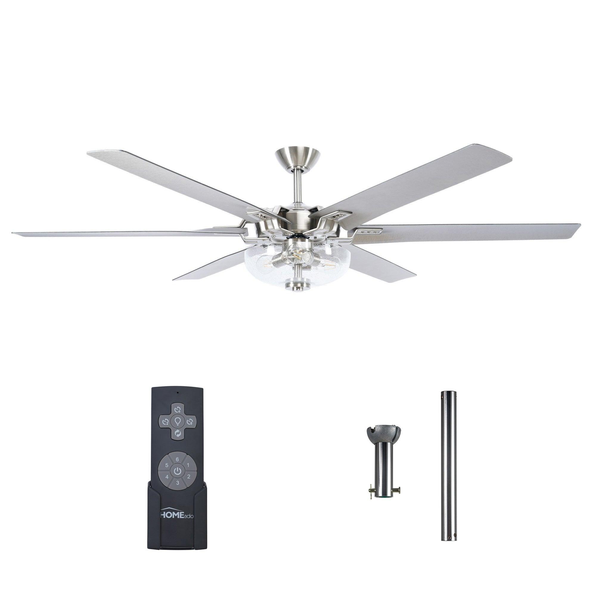 70'' Modern Satin Nickel 6 Blade Ceiling Fan