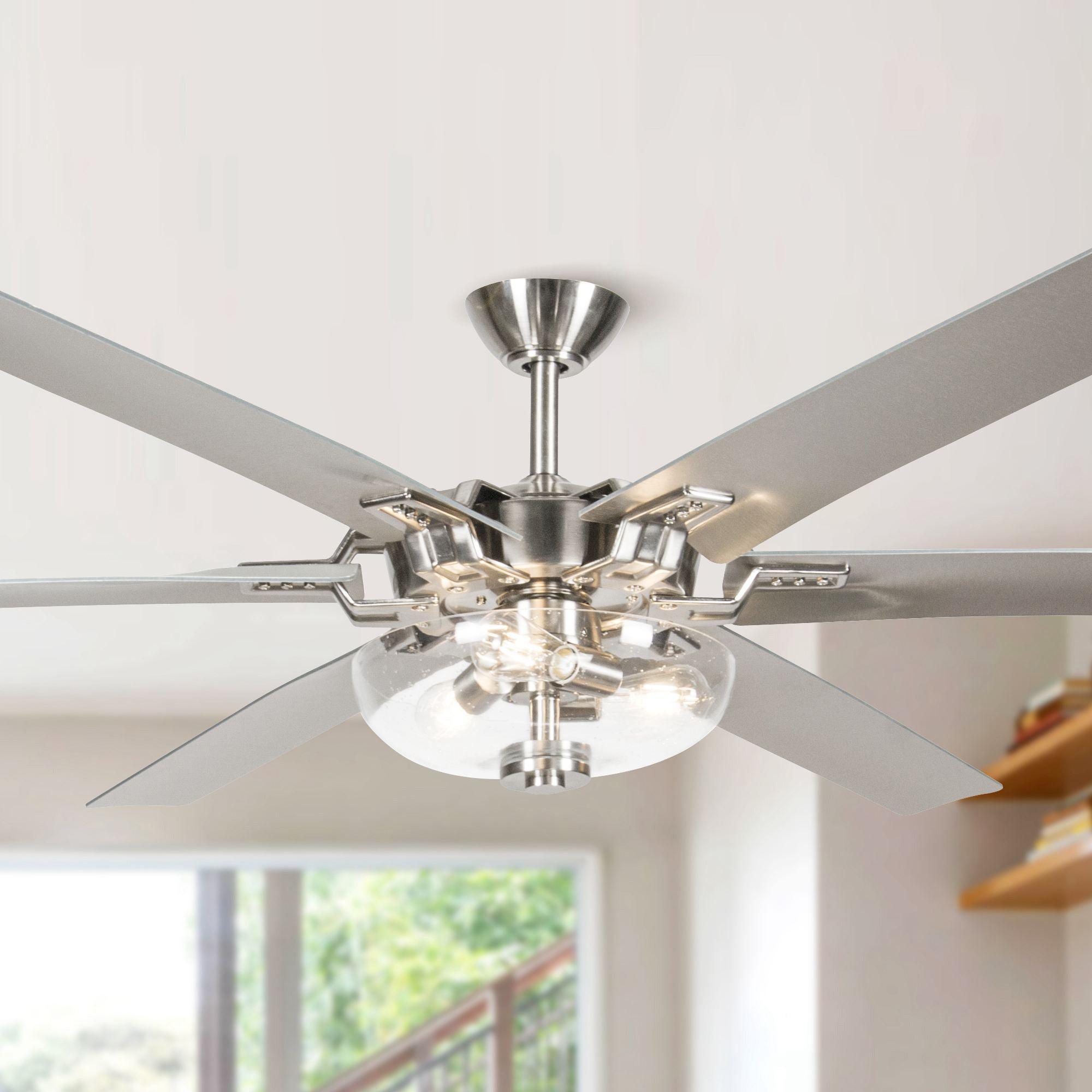70'' Modern Satin Nickel 6 Blade Ceiling Fan