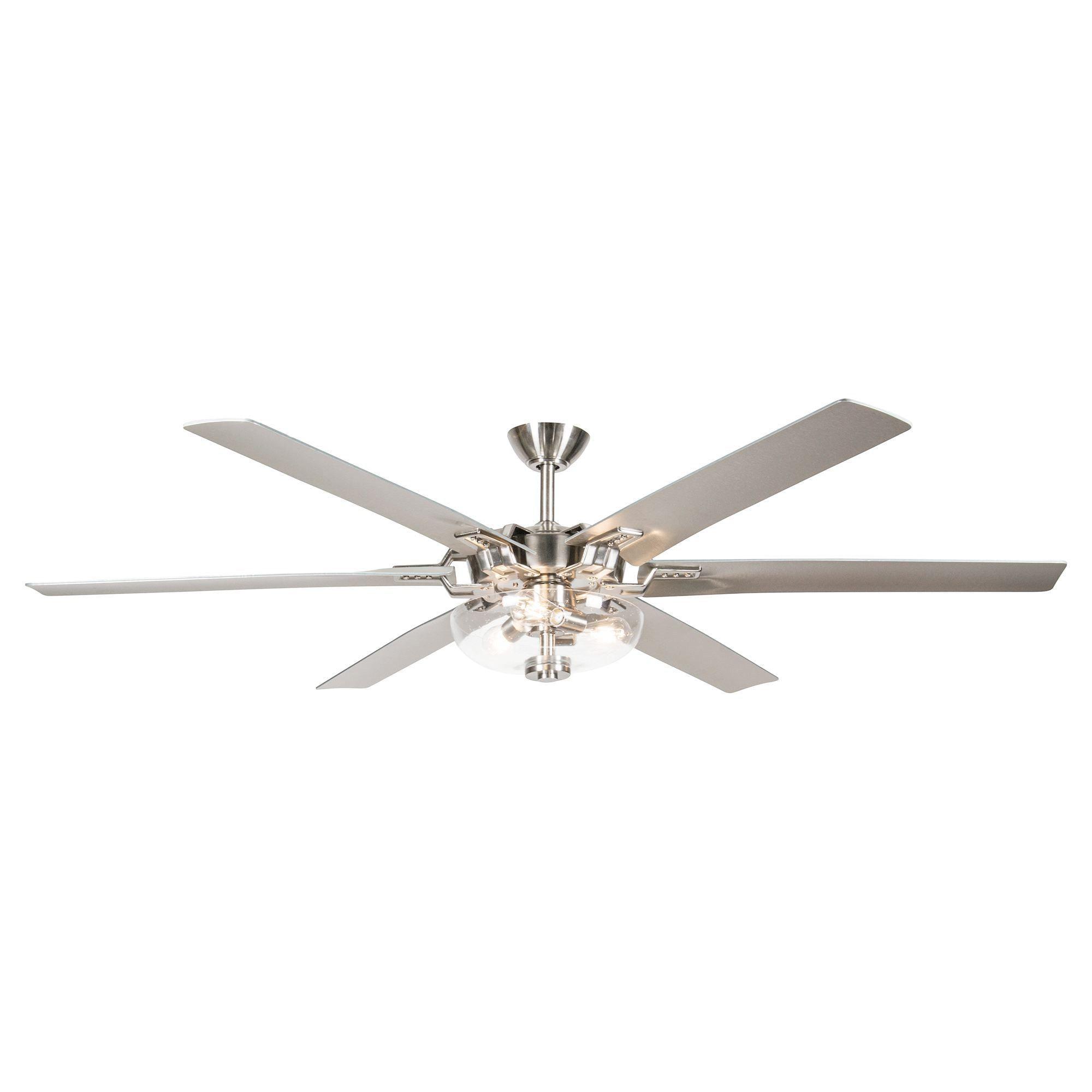 70'' Modern Satin Nickel 6 Blade Ceiling Fan