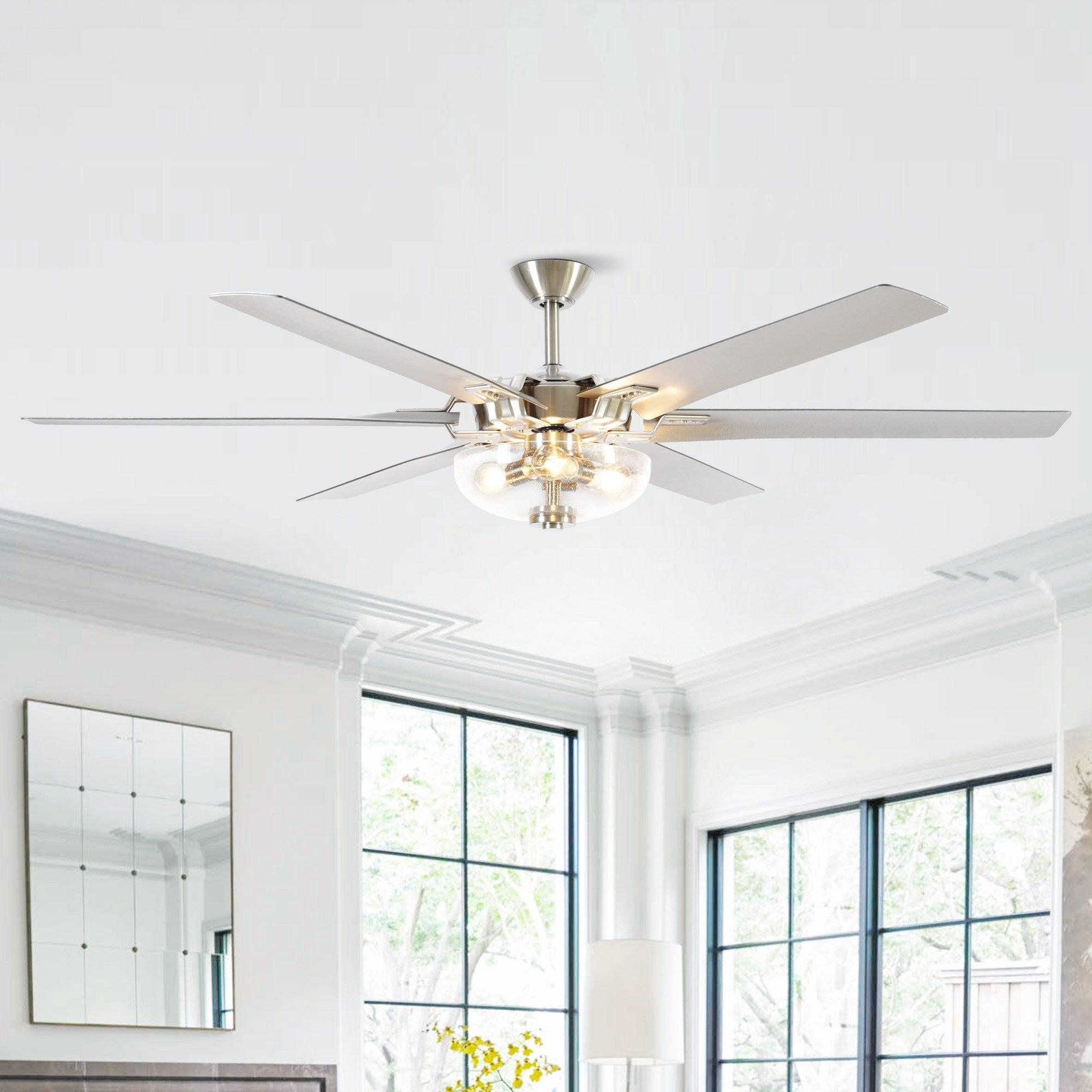 70'' Modern Satin Nickel 6 Blade Ceiling Fan