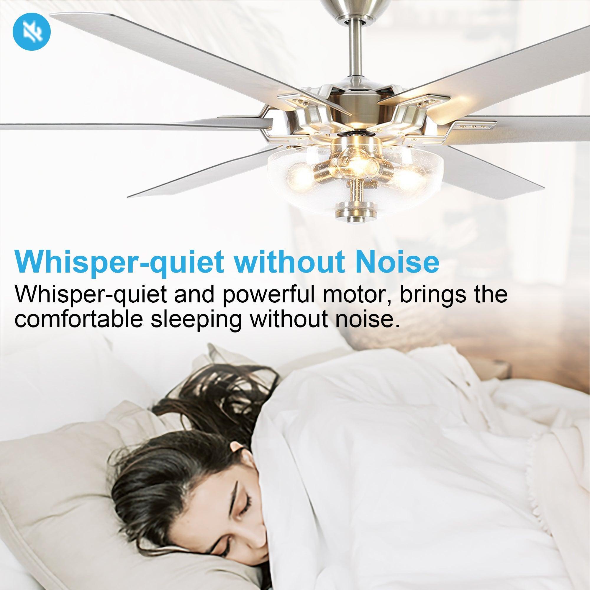 70'' Modern Satin Nickel 6 Blade Ceiling Fan