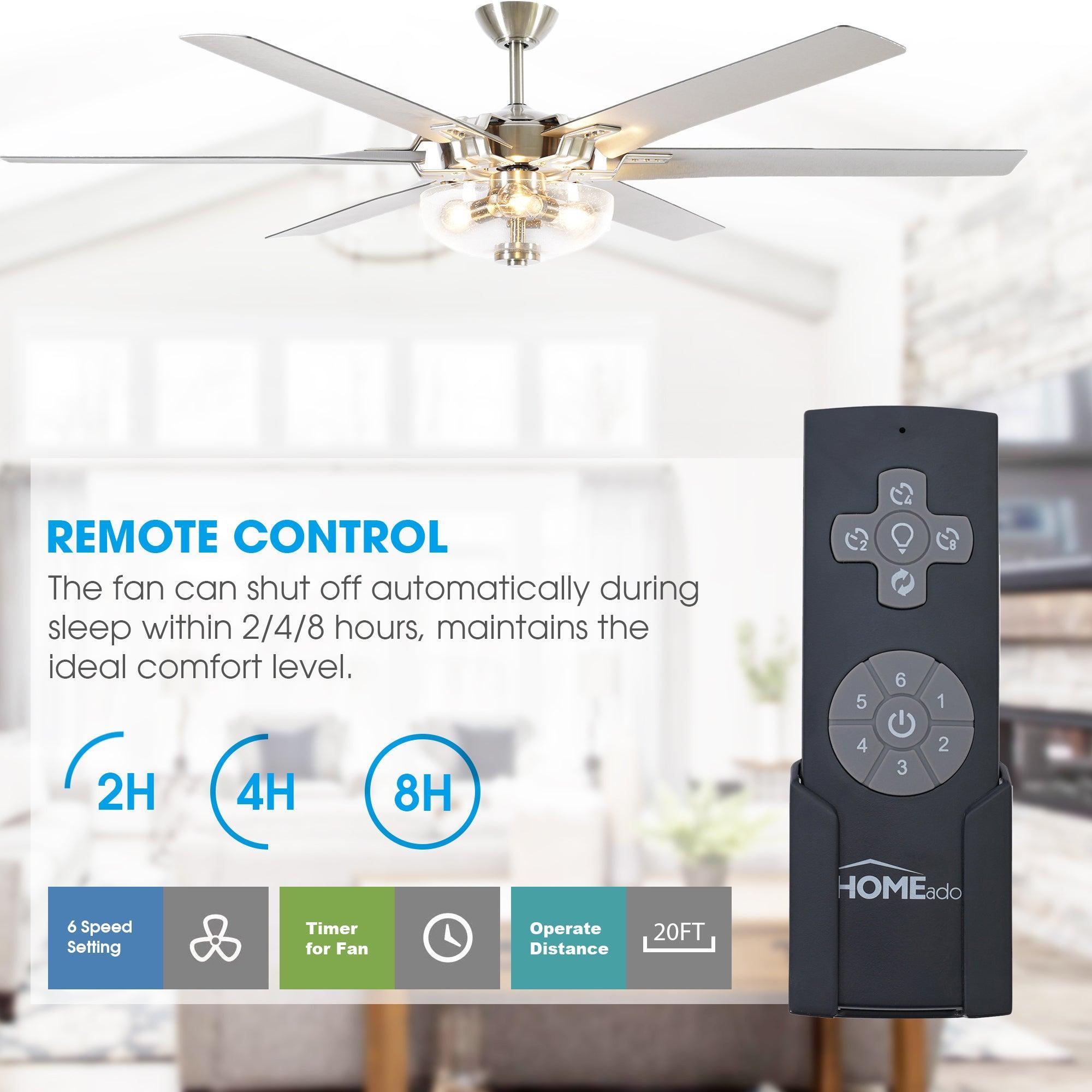 70'' Modern Satin Nickel 6 Blade Ceiling Fan
