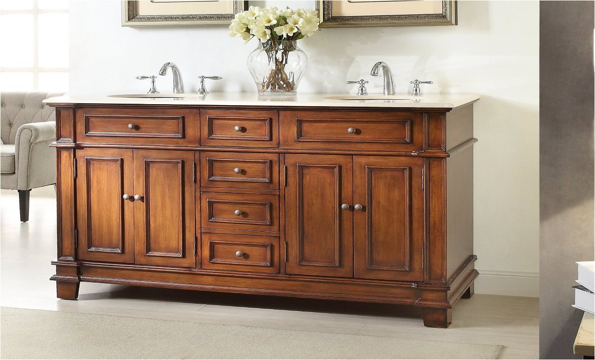 Chans Furniture Benton Sanford 70" Antique Wood Double Sink Bathroom Vanity – CF-3048M-70