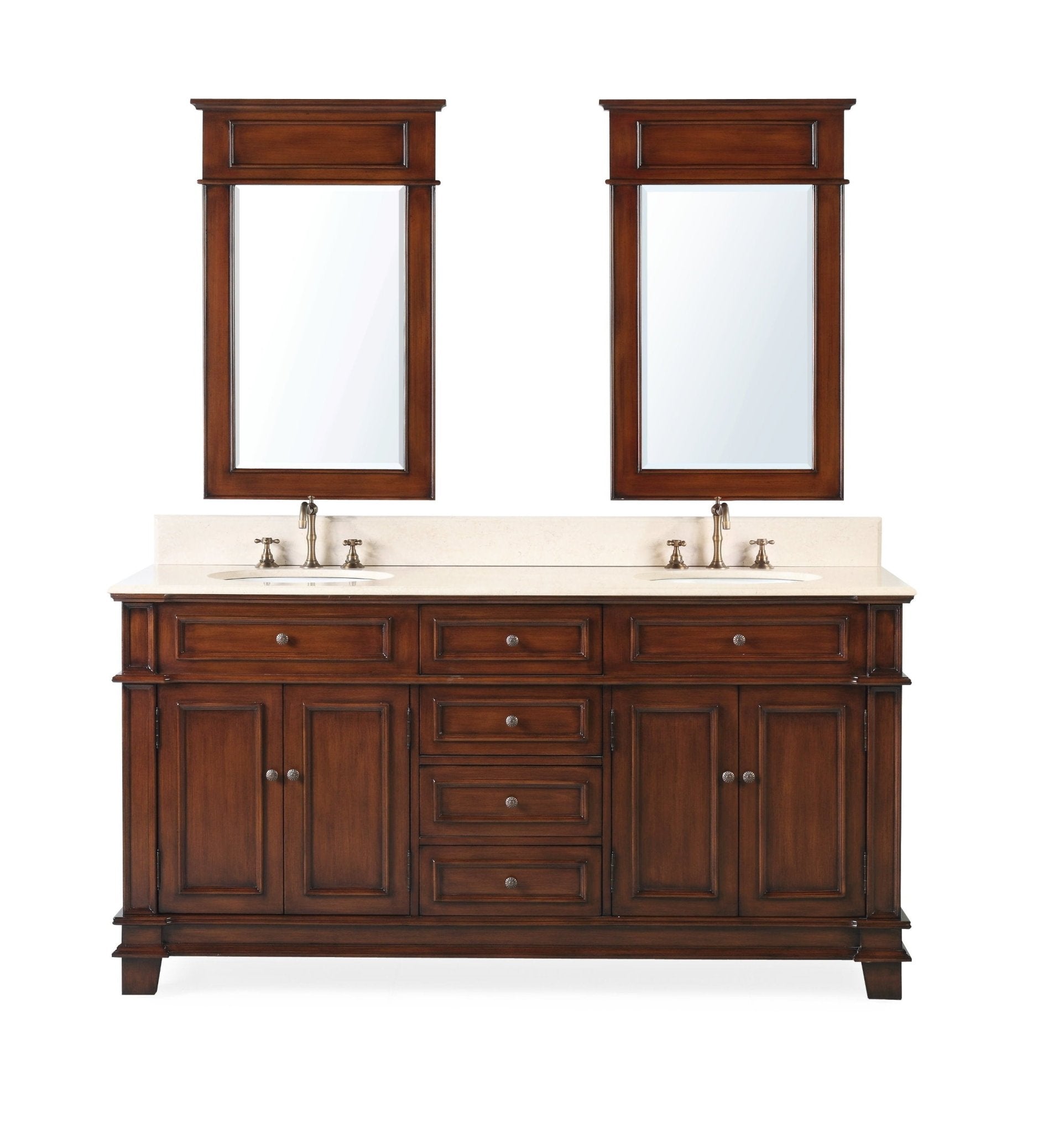 Chans Furniture Benton Sanford 70" Antique Wood Double Sink Bathroom Vanity – CF-3048M-70