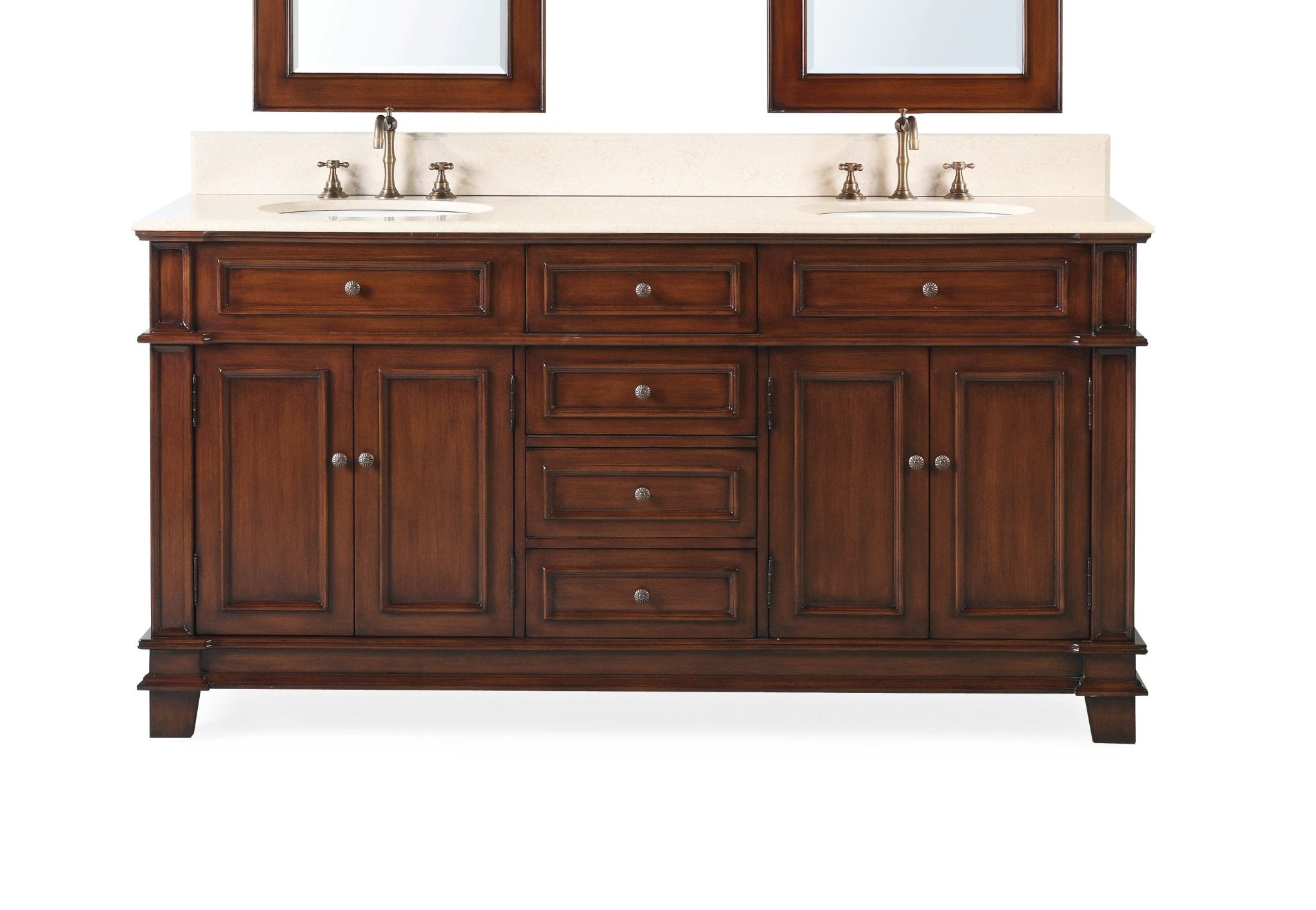 Chans Furniture Benton Sanford 70" Antique Wood Double Sink Bathroom Vanity – CF-3048M-70