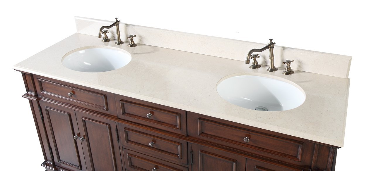 Chans Furniture Benton Sanford 70" Antique Wood Double Sink Bathroom Vanity – CF-3048M-70