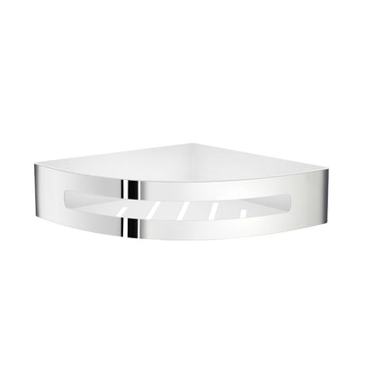SIDELINE - Corner shower basket in Polished Stainless Steel/insert in White ABS