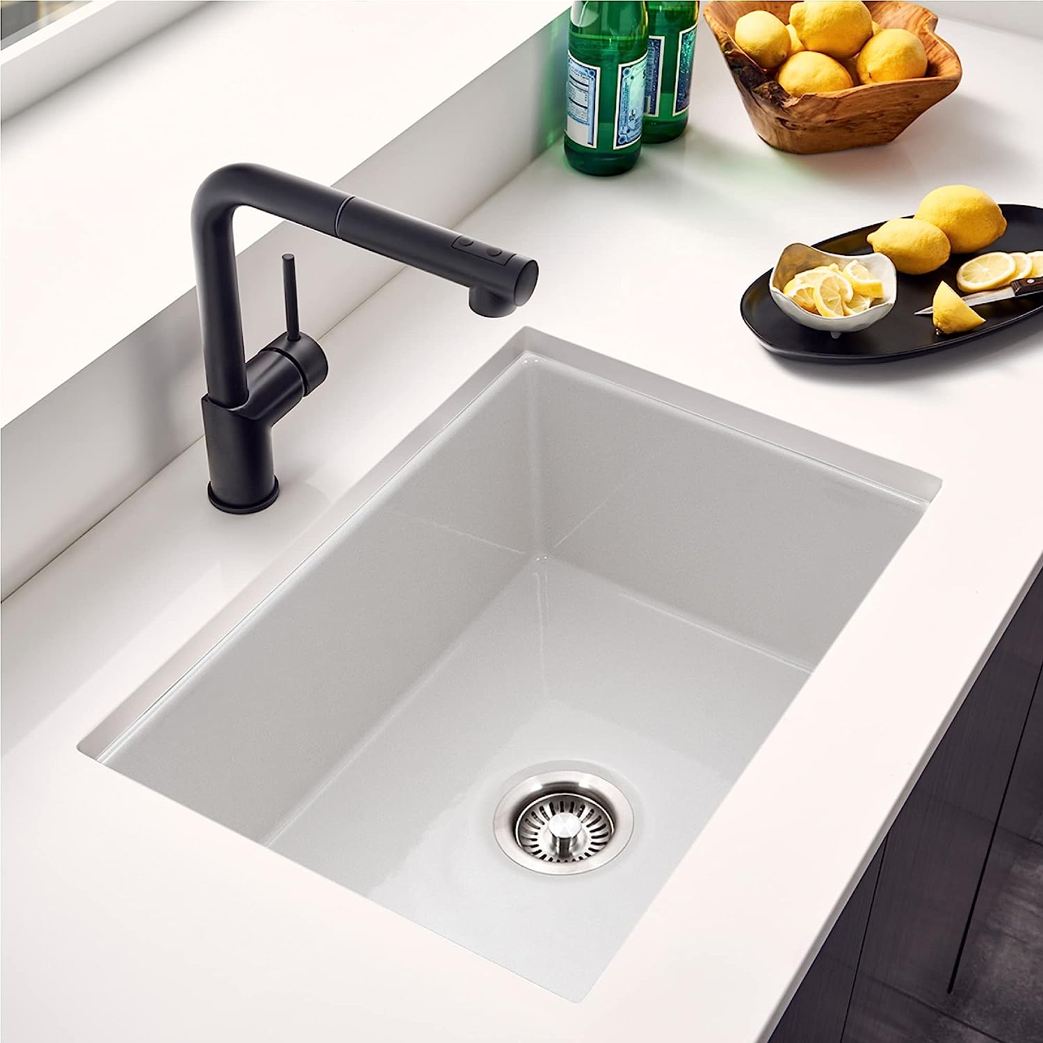 Houzer Platus 26" Fireclay Undermount Single Bowl Kitchen Sink