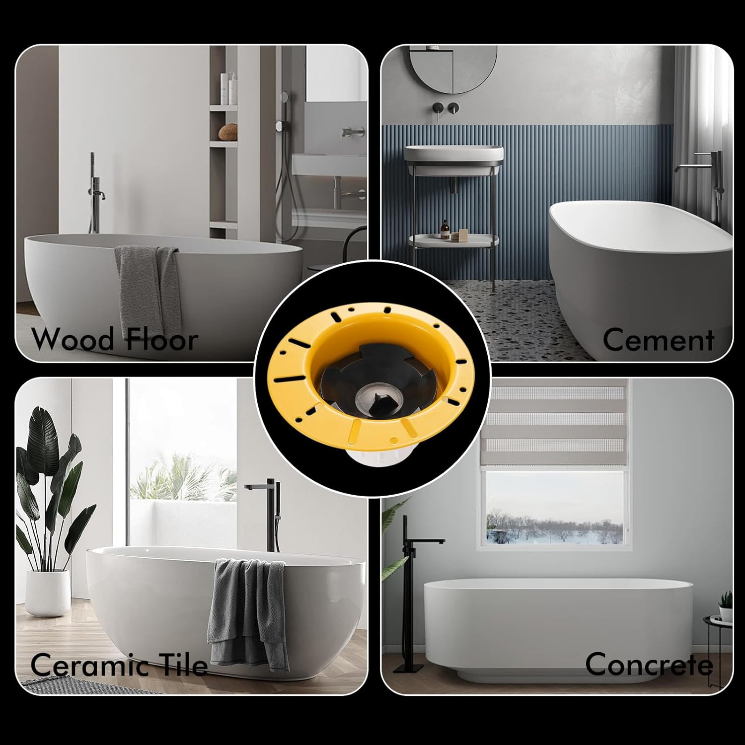 Freestanding Tub Drain Rough‑In Kit – Bathtub Drain Kit with PVC Adapter and Brass Tail Pipes, Compatible with Freestanding and Floor‑Mounted Tub