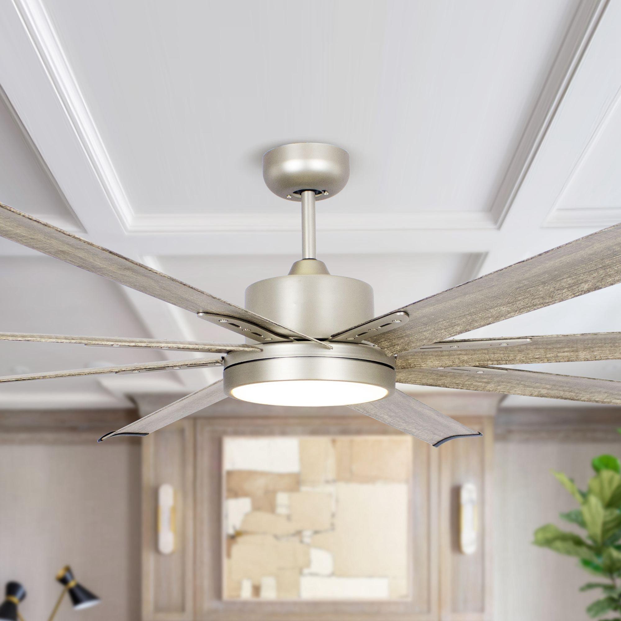 72‘’ Bankston Integrated Led Indoor Nickel Standard Ceiling Fan With Remote Control And Light Kit Included