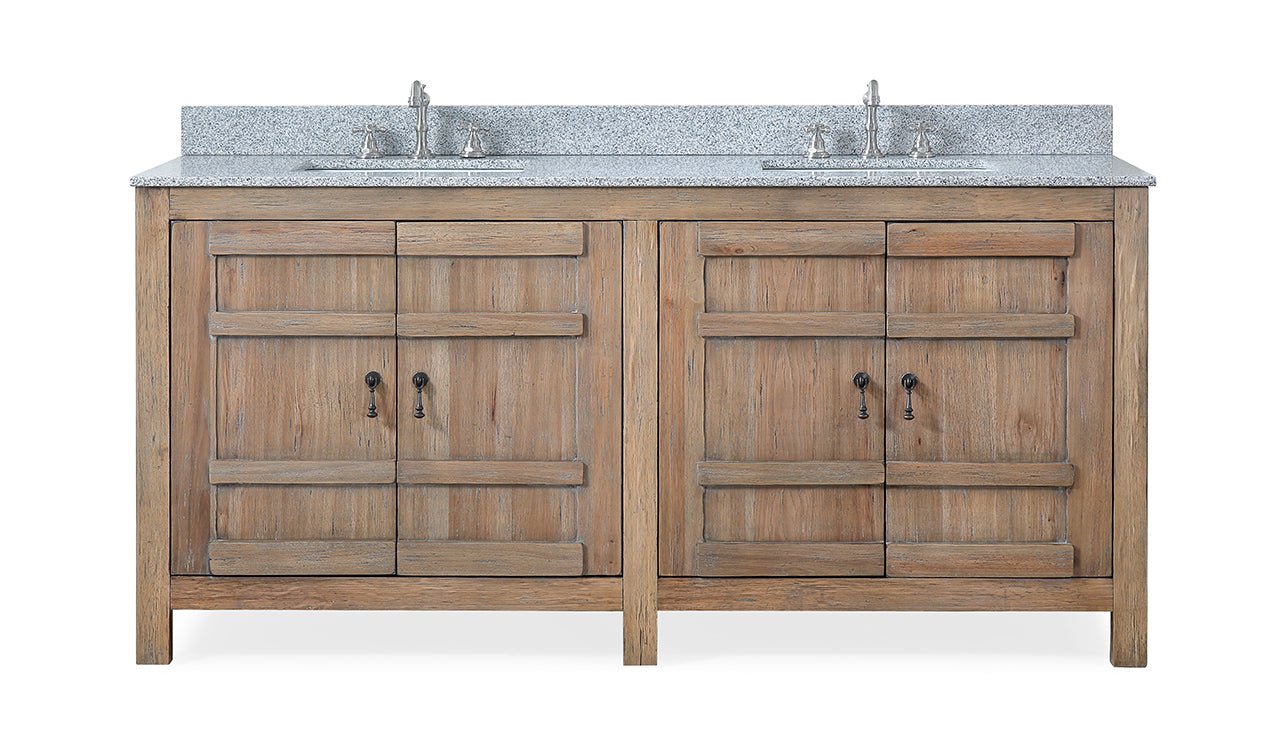 Chans Furniture TW-4372WD 72 Inch Natural Wood Artisan Style Double Sink Lindor Bathroom Vanity