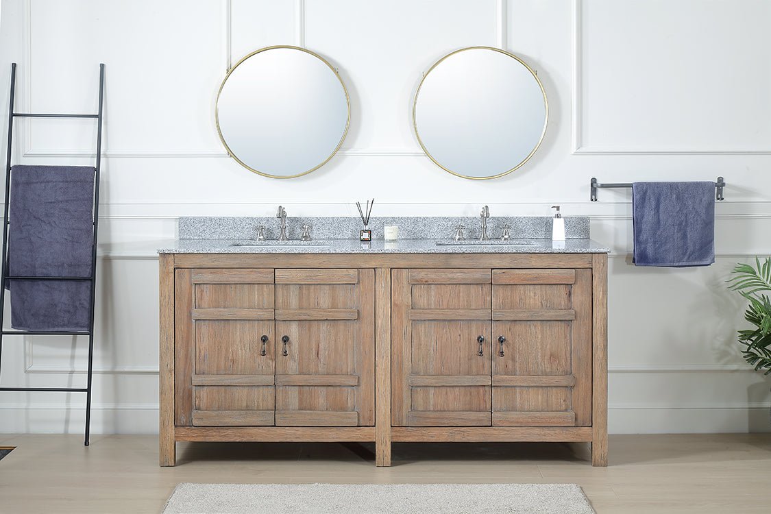 Chans Furniture TW-4372WD 72 Inch Natural Wood Artisan Style Double Sink Lindor Bathroom Vanity