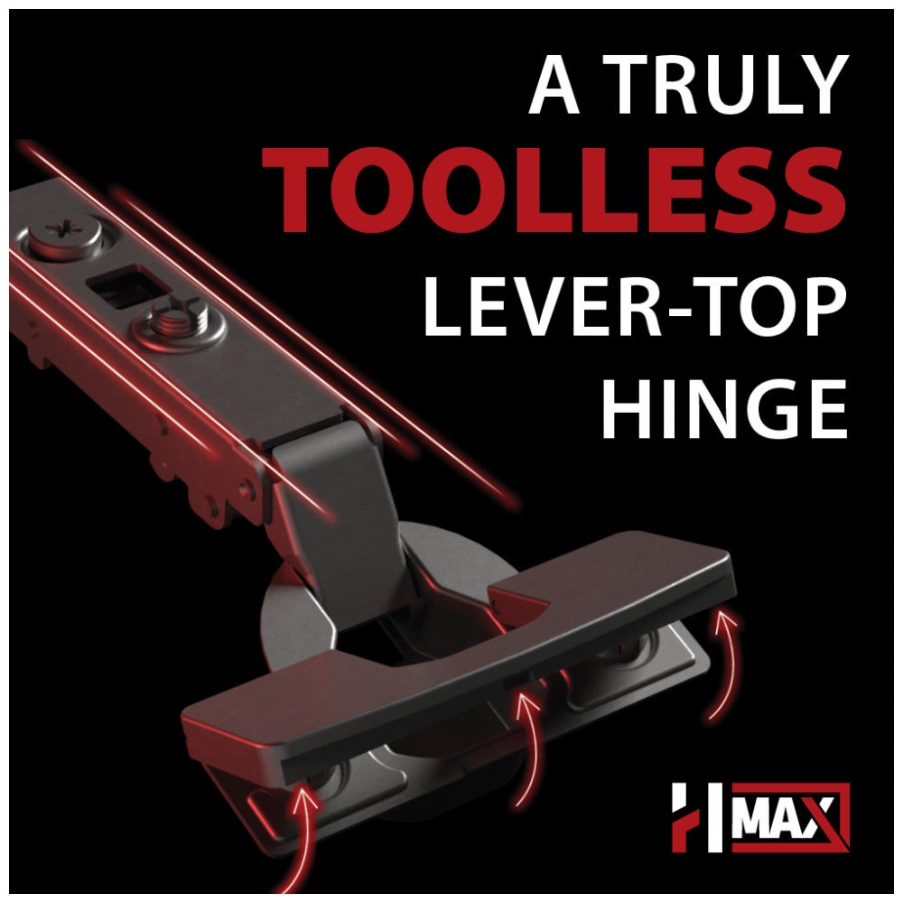Hardware Resources HR MAX 110° Heavy Duty Full Overlay Cam Adjustable Self-Close Hinge with Lever-Top Dowels