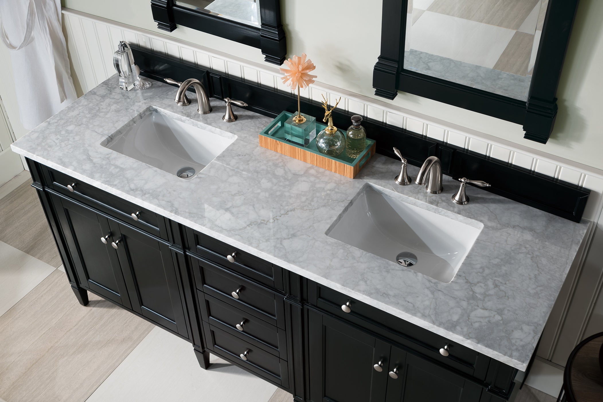 James Martin Brittany 72" Double Vanity in Black Onyx with 3cm Countertop