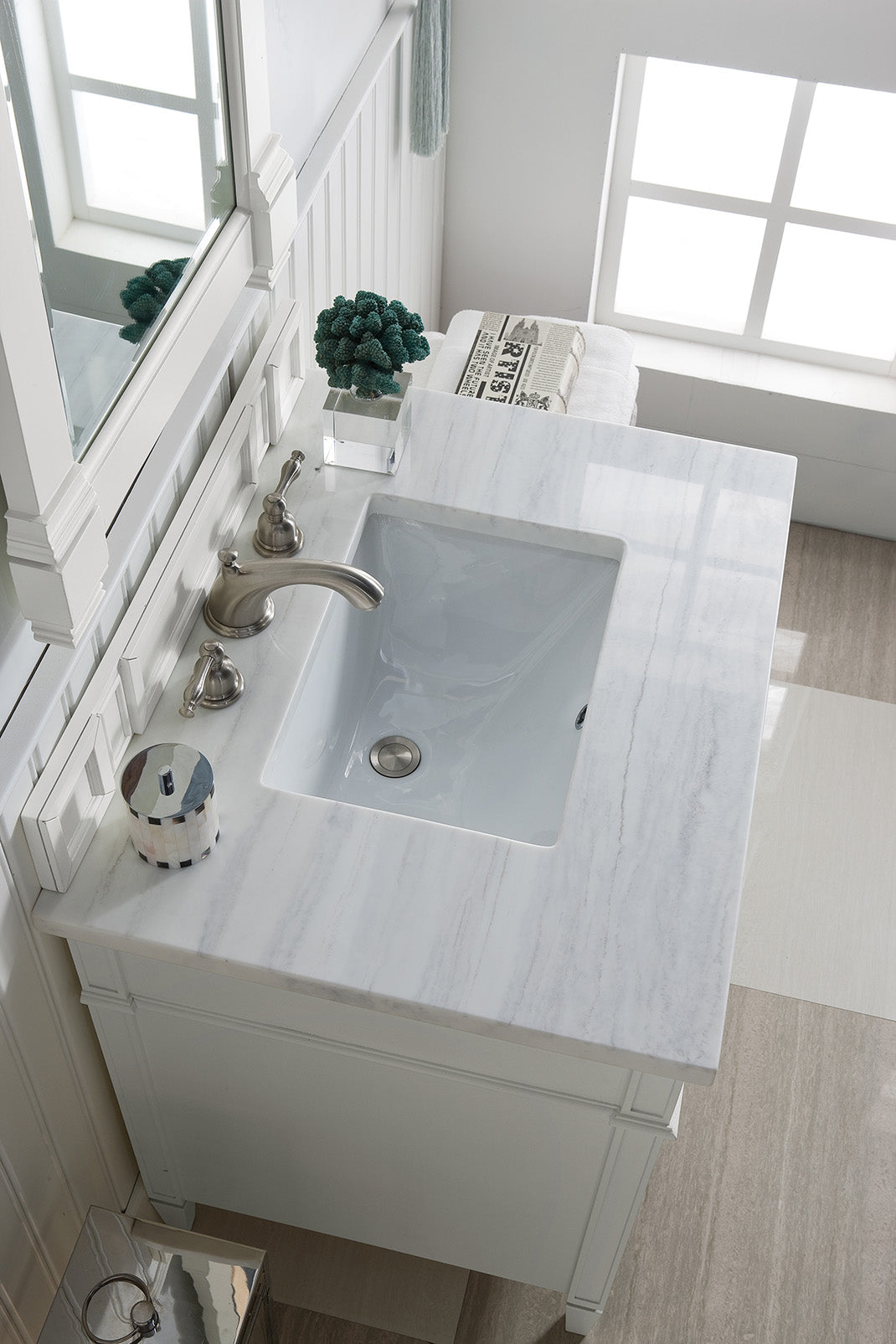 James Martin Brittany 30" Single Vanity in Bright White with 3cm Countertop