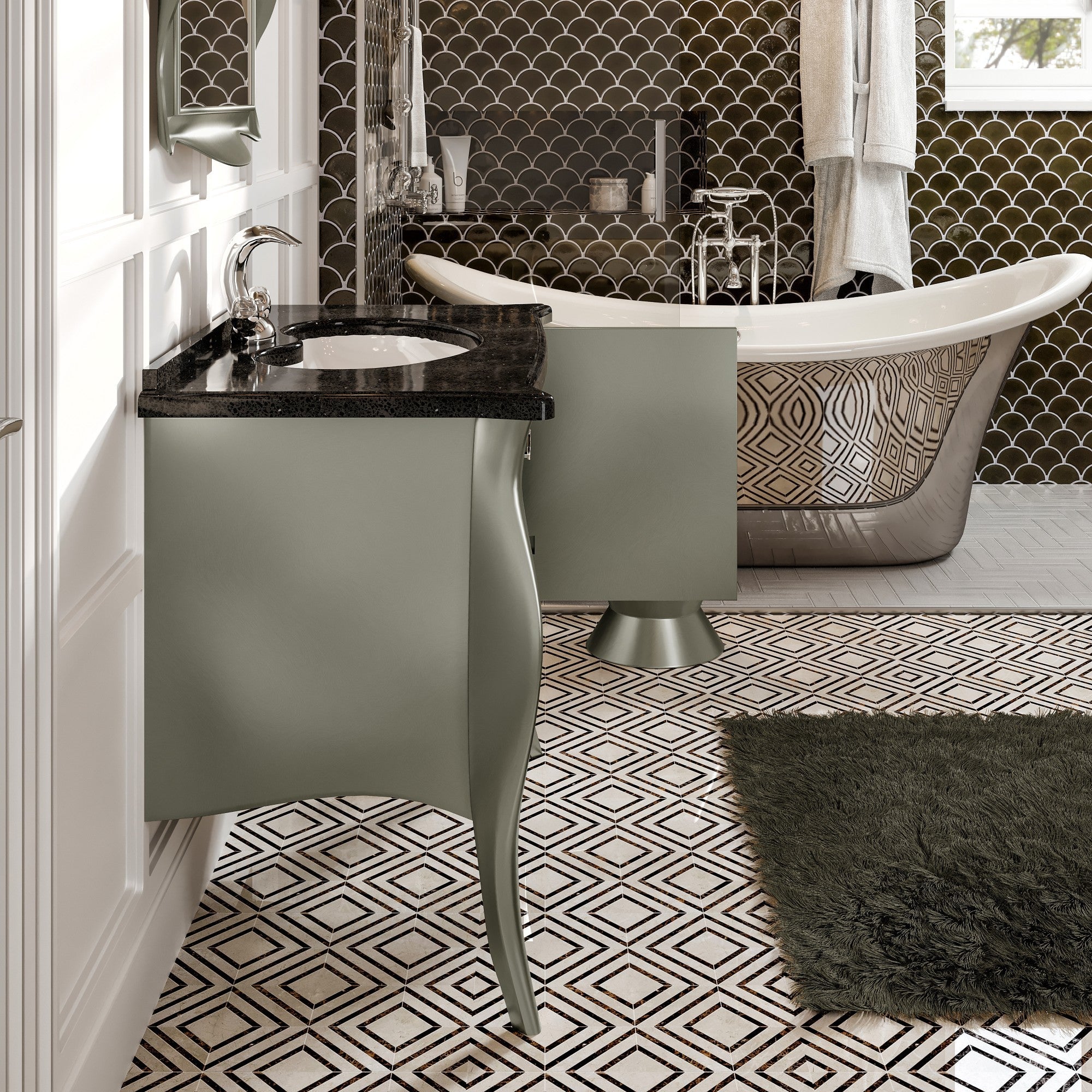 Eviva Ritz Bath Vanity with Granite Top and Undermount Porcelain Sink