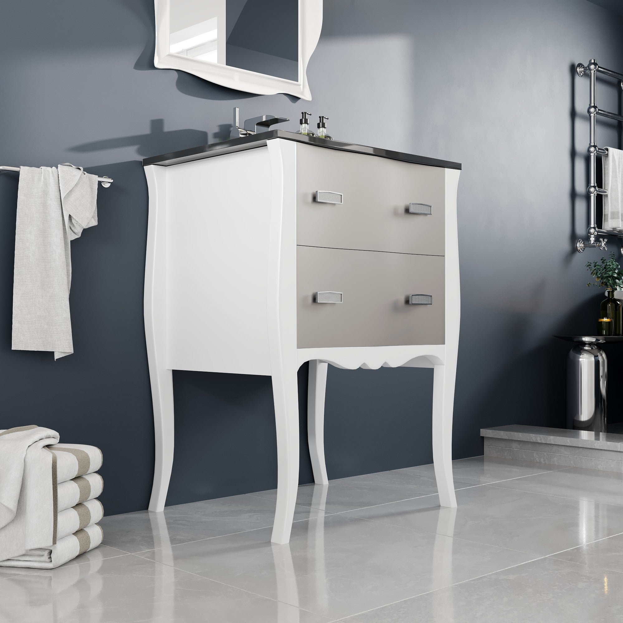 Eviva Aranjuez Bath Vanity with Tempered Glass Top and Integrated Sink (24"-32")