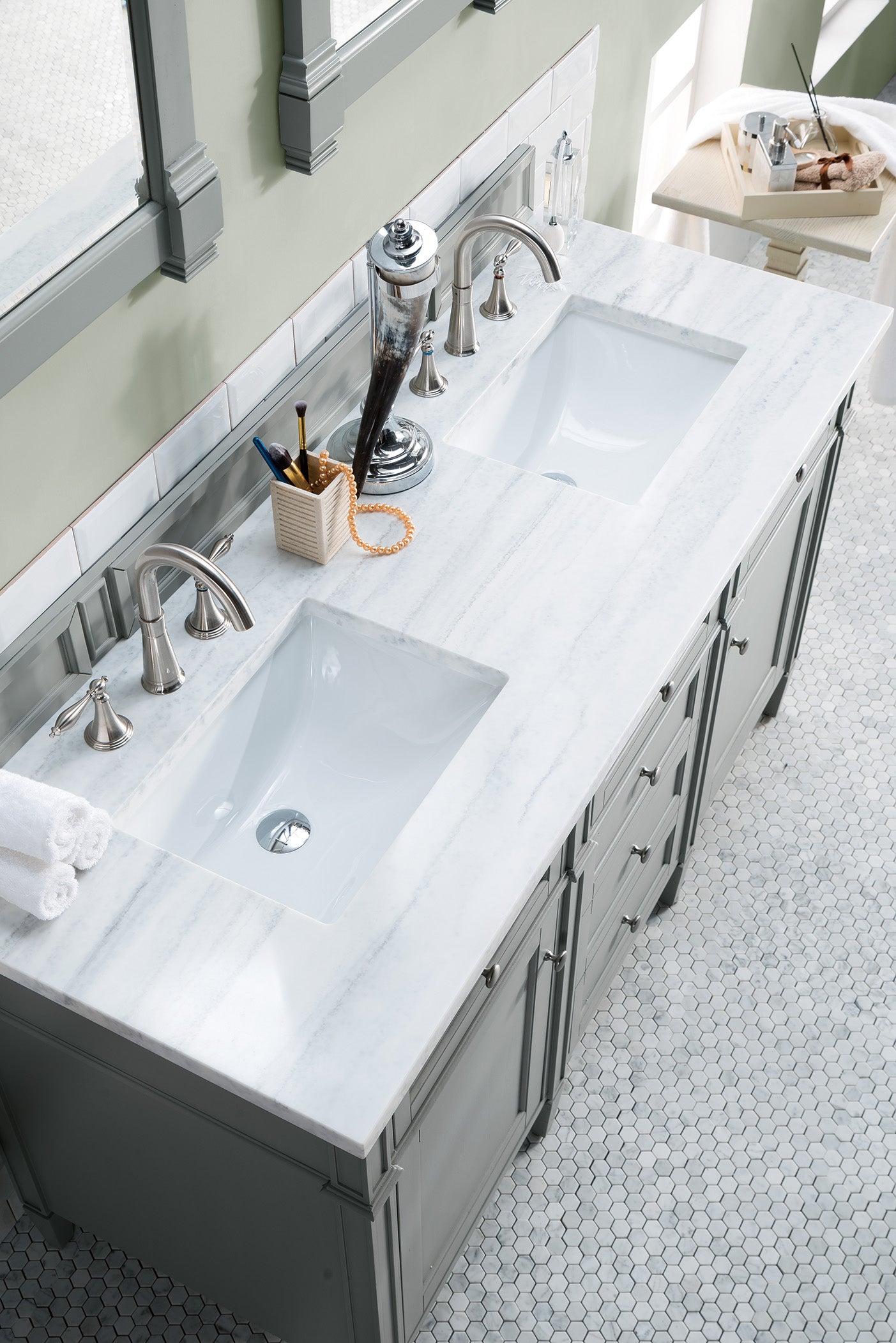 James Martin Brittany 60" Double Vanity in Urban Gray with 3cm Countertop