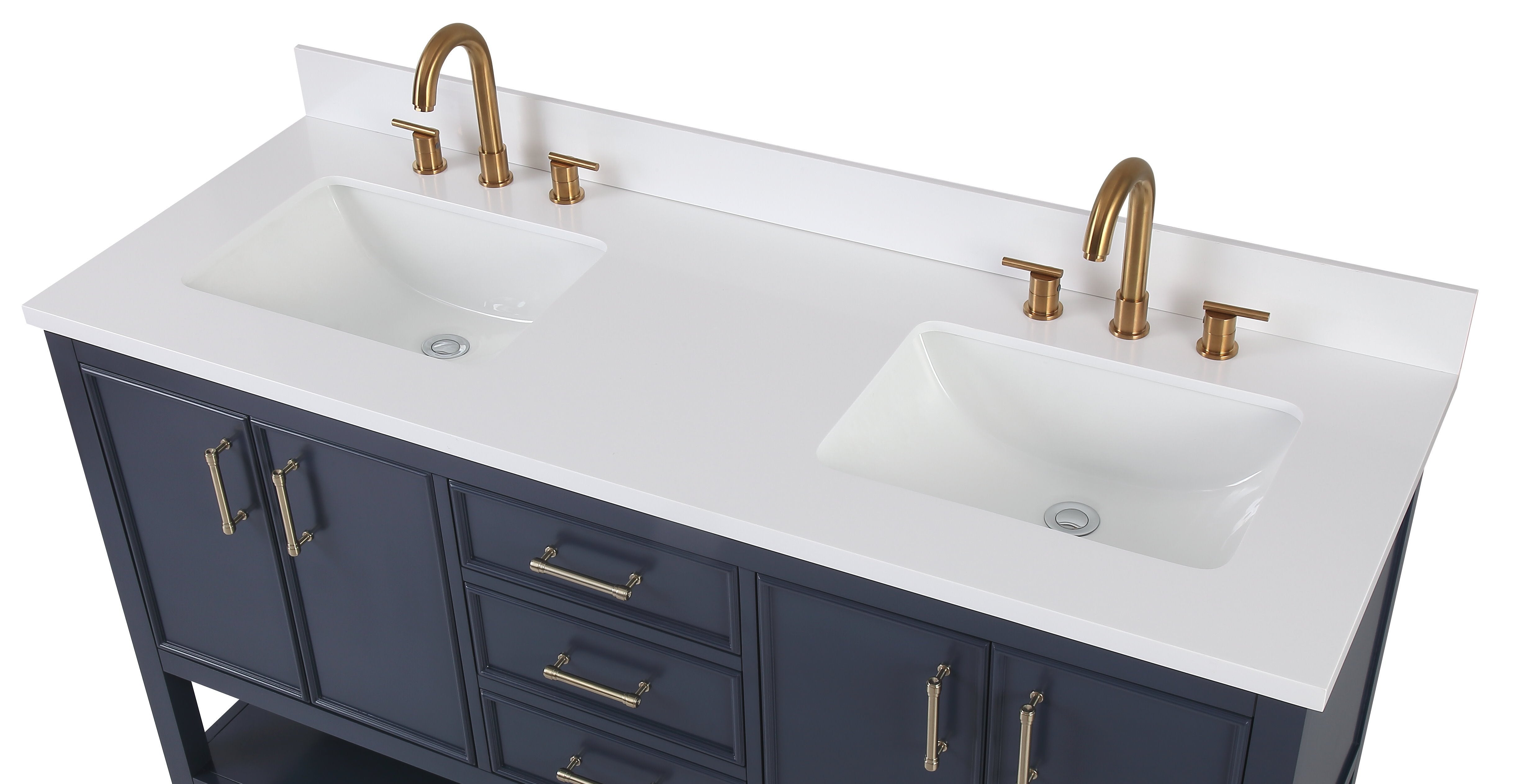 Chans Furniture QT-7330-NB60 60" Tennant Brand Navy Blue Double Sink Bathroom Vanity - Felton