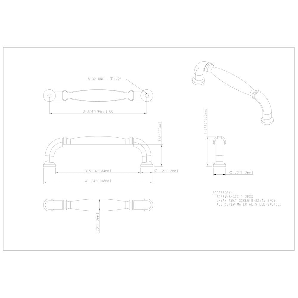 Hardware Resources 96 mm Center-to-Center Satin Nickel Chesapeake Cabinet Pull