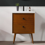 Eviva Caramel Bath Vanity with Porcelain Top and Integrated Sink