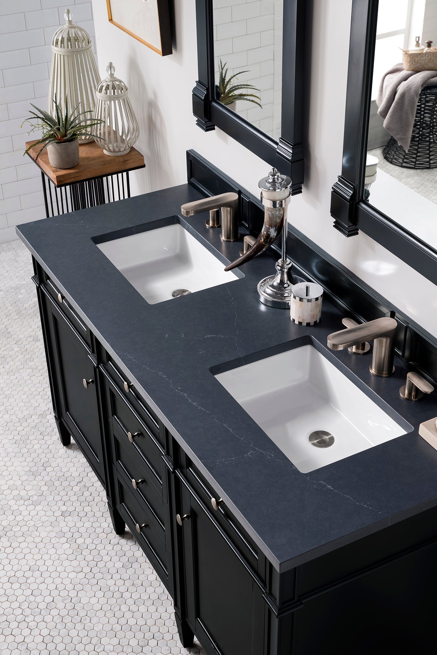James Martin Brittany 60" Double Vanity in Black Onyx with 3cm Countertop