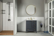 Paloma 30" Dark Gray Bathroom Vanity with Quartz Top & Gold Hardware