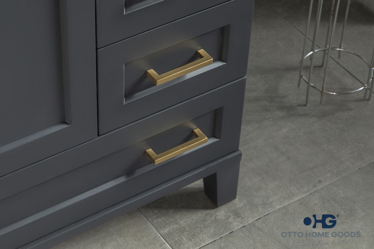 Paloma 30" Dark Gray Bathroom Vanity with Quartz Top & Gold Hardware