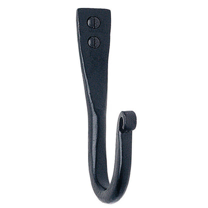 BESLAGSBODEN- Rustic Single Hook in Black Wrought Iron, Height 73 mm