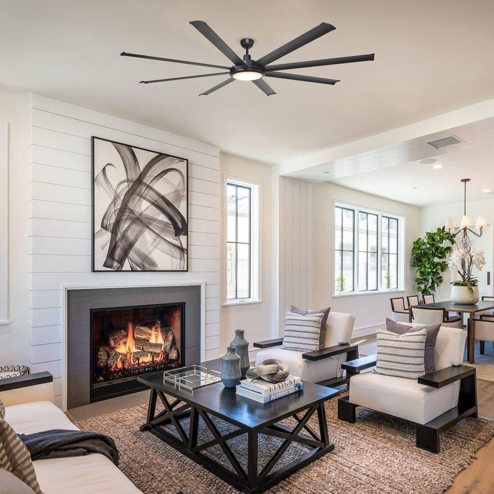 75" Industrial DC Motor Downrod Mount Reversible Ceiling Fan with Lighting and Remote Control