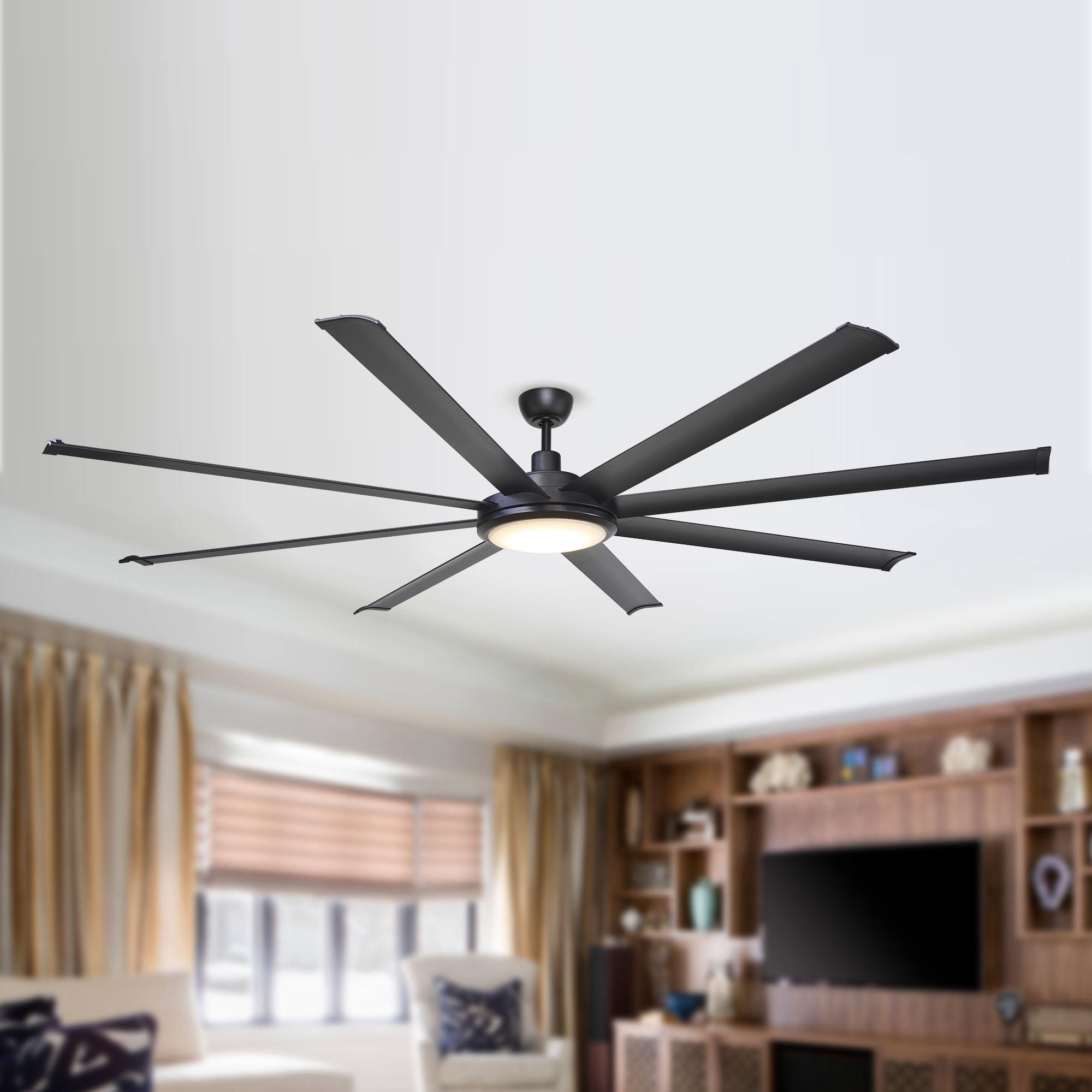75" Industrial DC Motor Downrod Mount Reversible Ceiling Fan with Lighting and Remote Control
