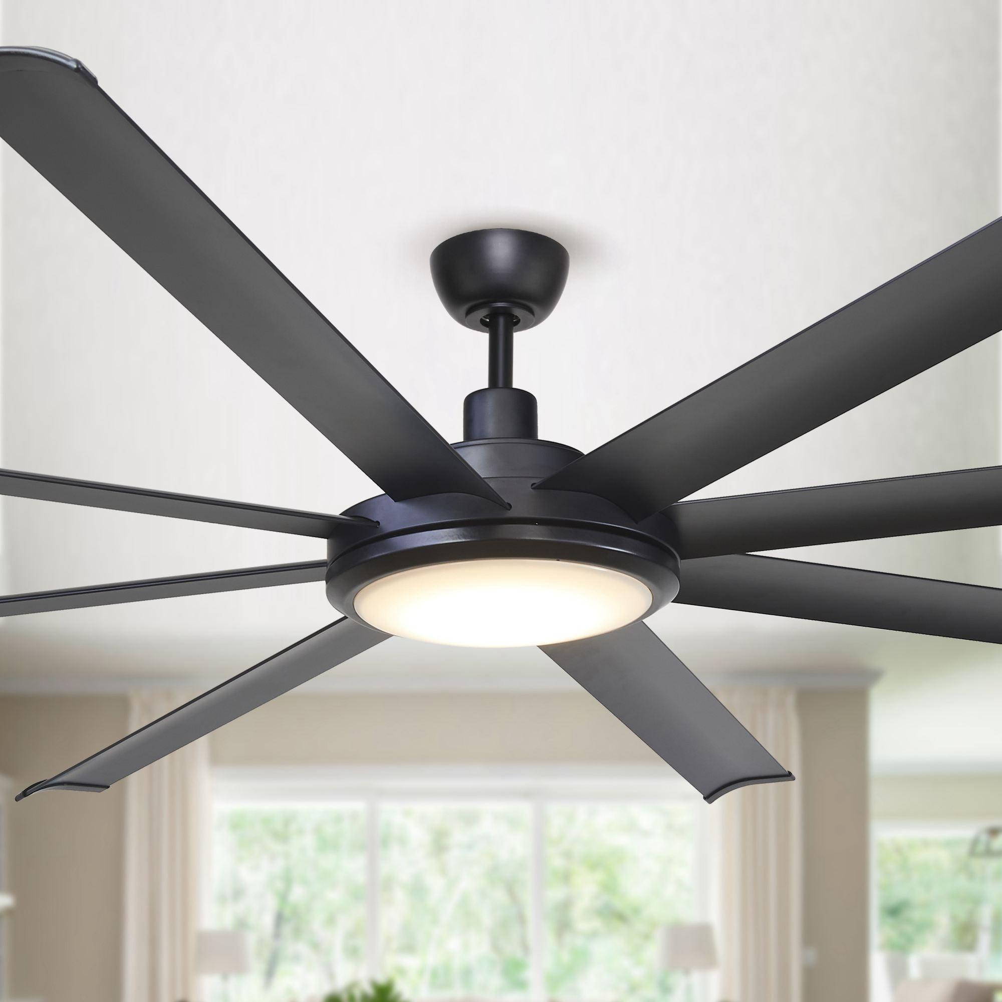 75" Industrial DC Motor Downrod Mount Reversible Ceiling Fan with Lighting and Remote Control