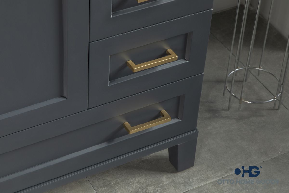 Paloma 36" Dark Gray Bathroom Vanity with Quartz Top & Gold Hardware
