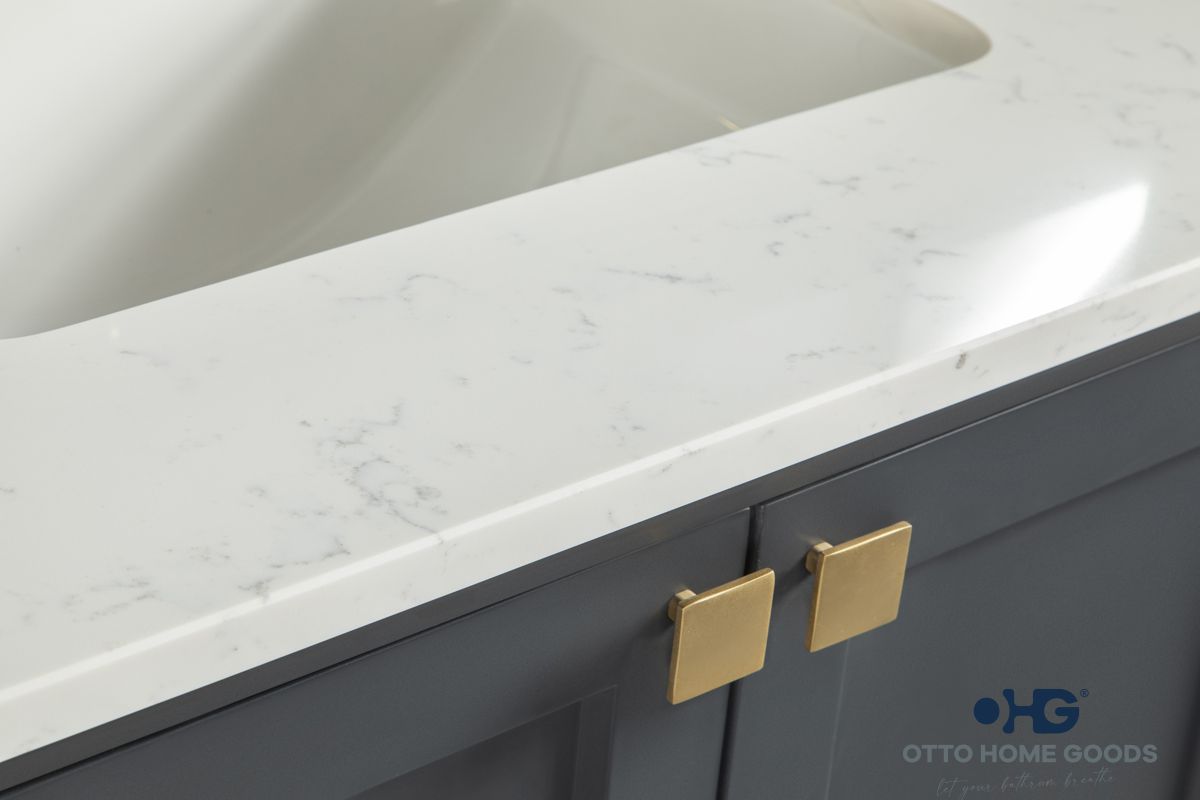 Paloma 36" Dark Gray Bathroom Vanity with Quartz Top & Gold Hardware