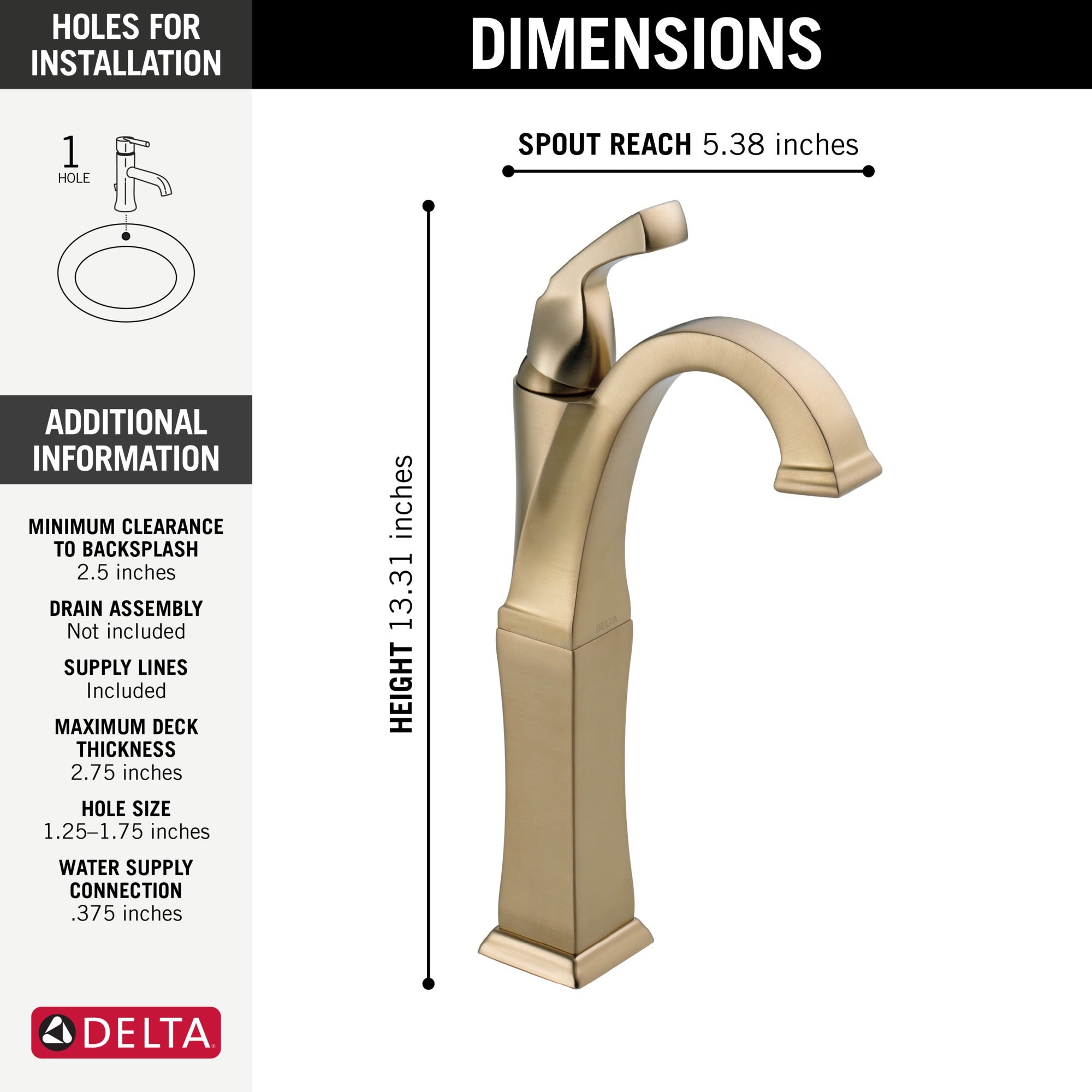 Delta Dryden™ Single Handle Vessel Bathroom Faucet
