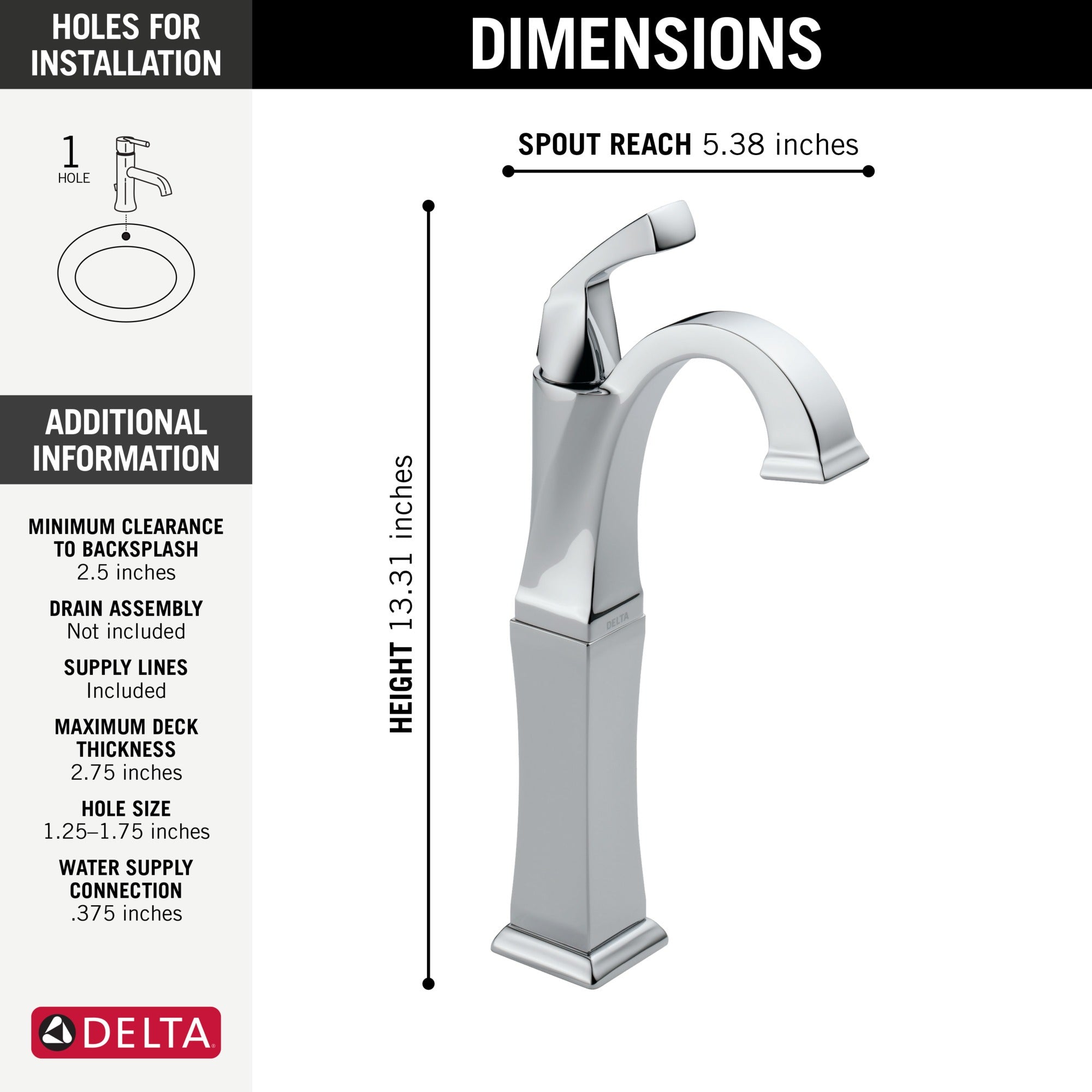 Delta Dryden™ Single Handle Vessel Bathroom Faucet