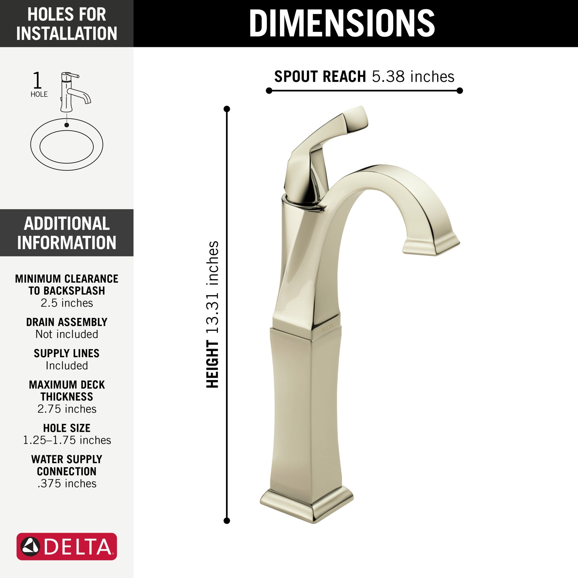 Delta Dryden™ Single Handle Vessel Bathroom Faucet