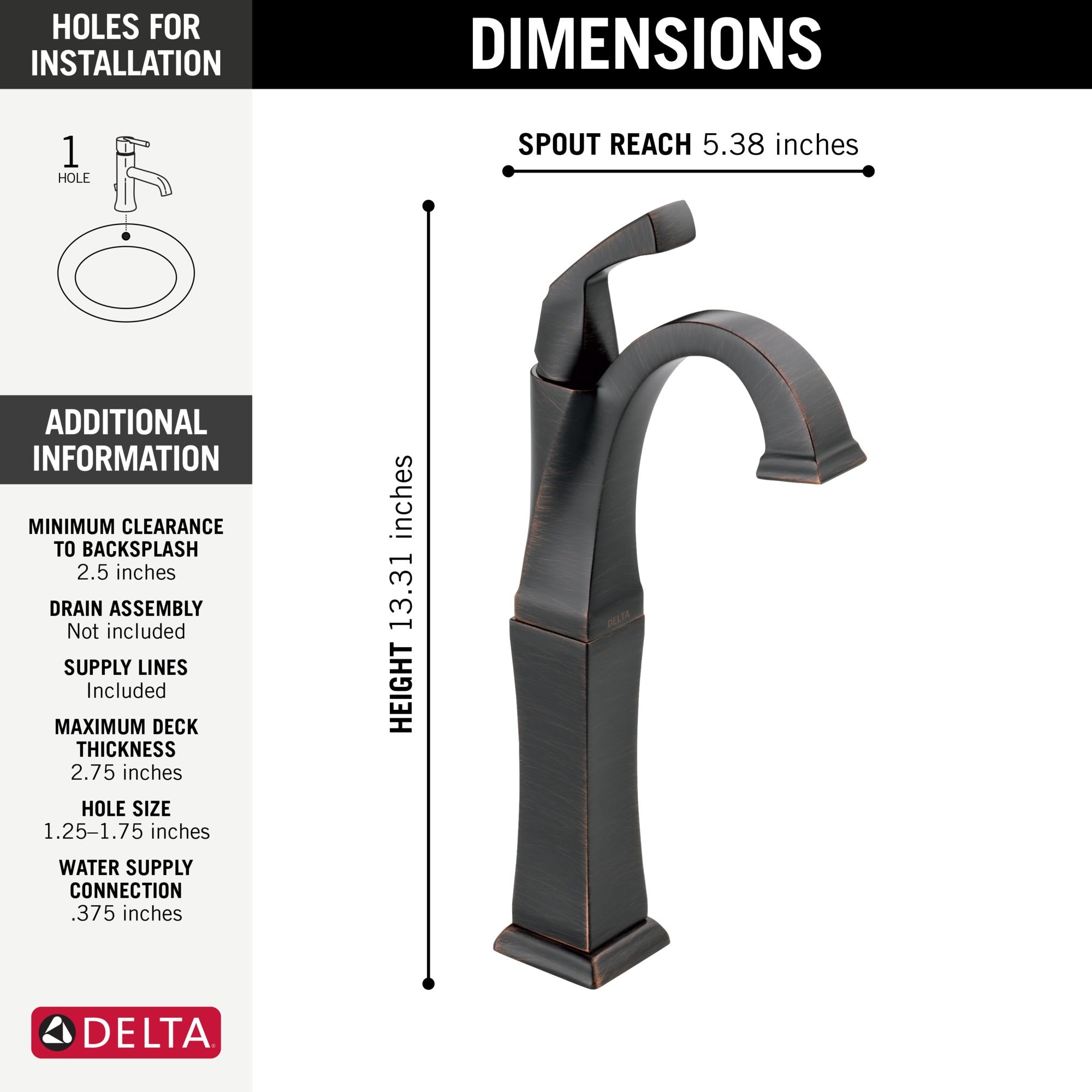 Delta Dryden™ Single Handle Vessel Bathroom Faucet