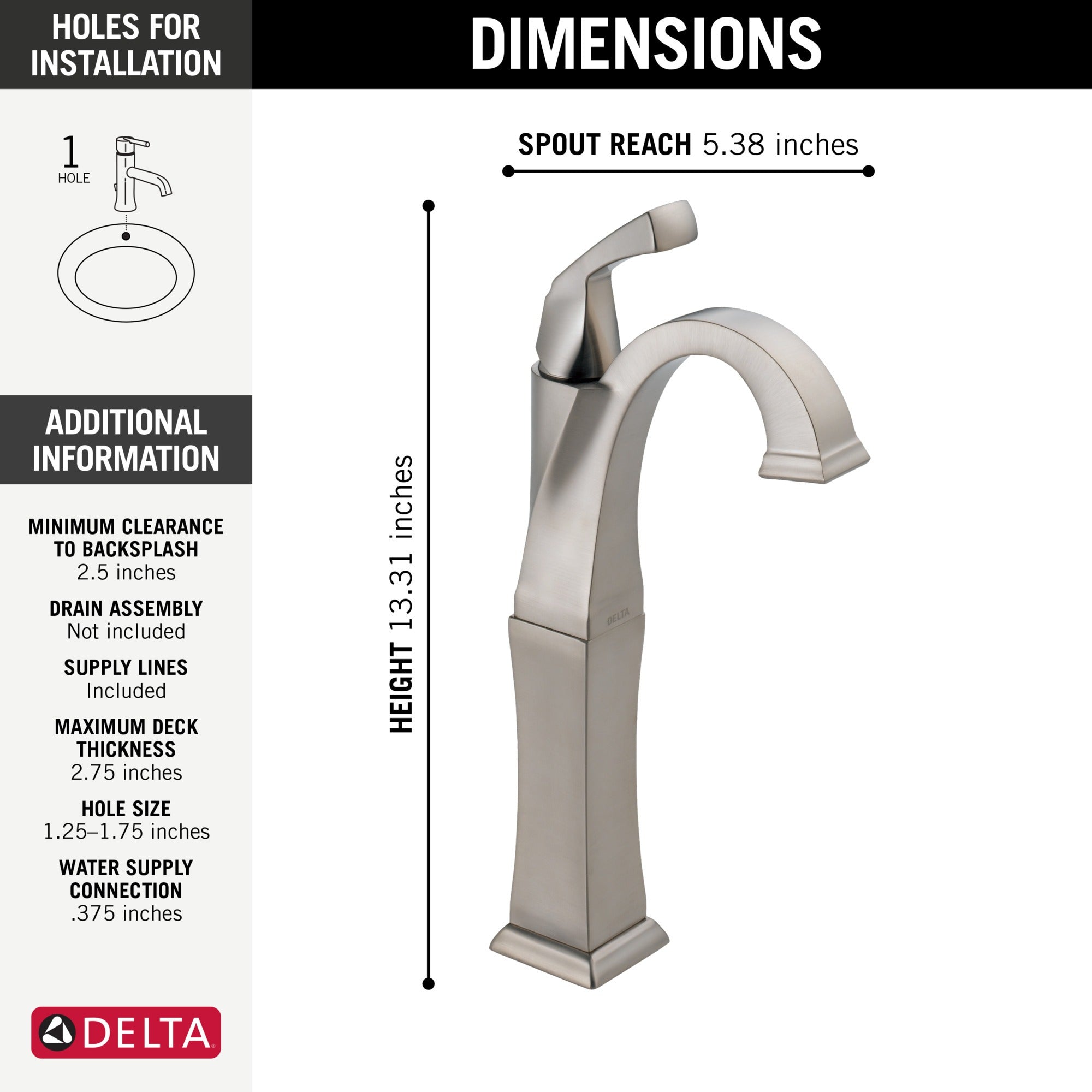 Delta Dryden™ Single Handle Vessel Bathroom Faucet