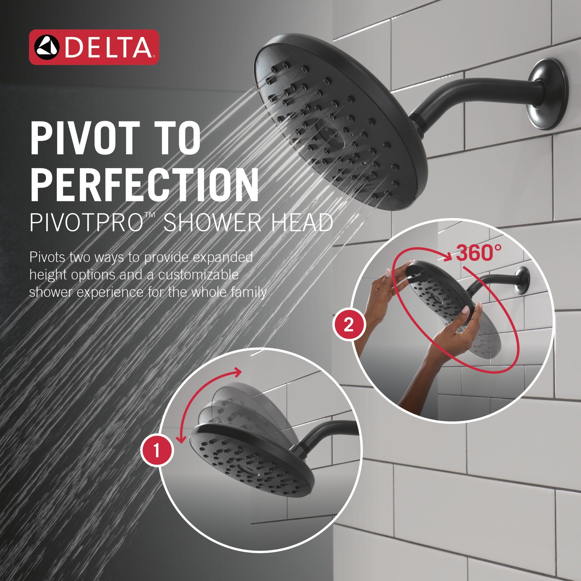 Delta Universal Showering Components PivotPro™ Raincan Shower Head with TouchClean® Spray Face