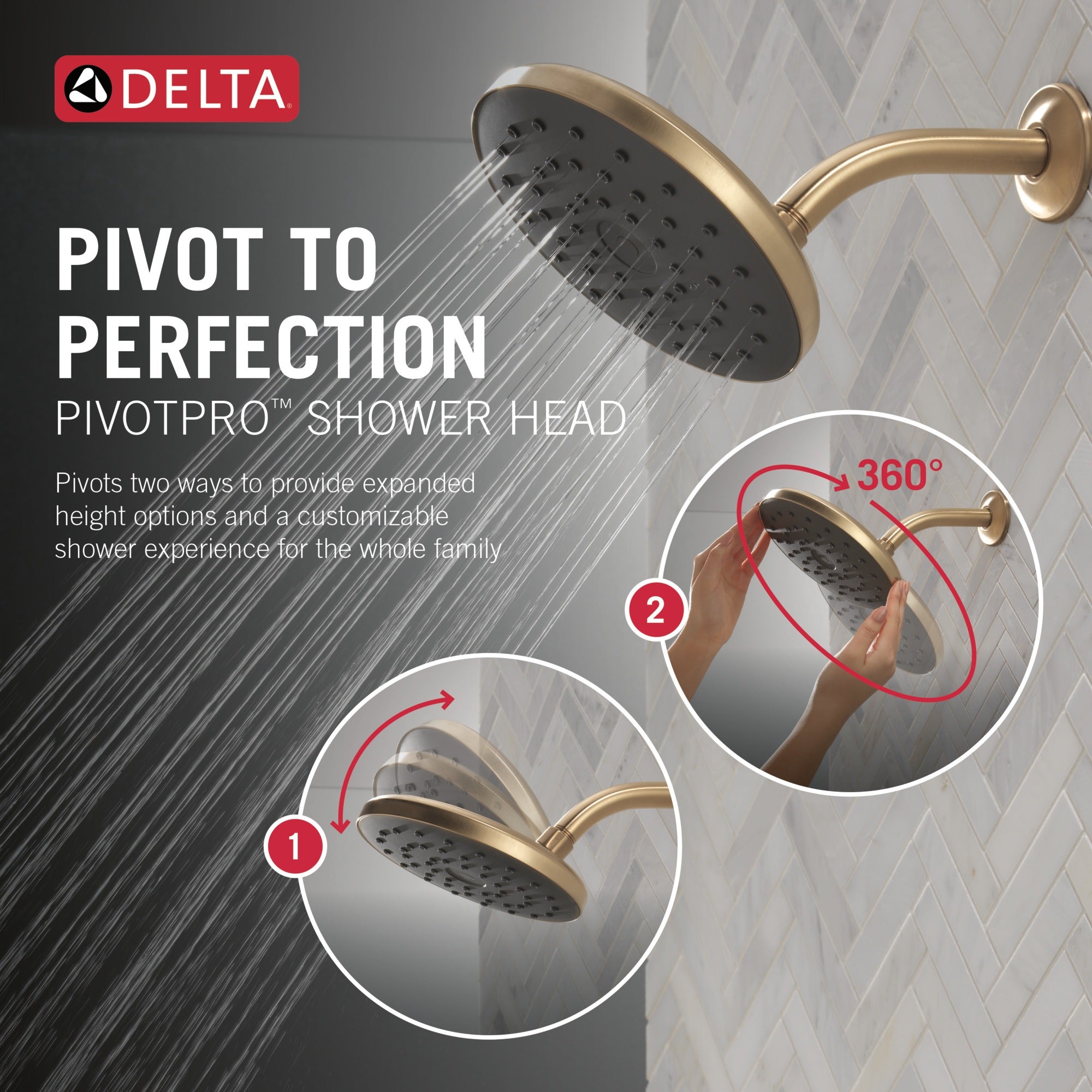 Delta Universal Showering Components PivotPro™ Raincan Shower Head with TouchClean® Spray Face