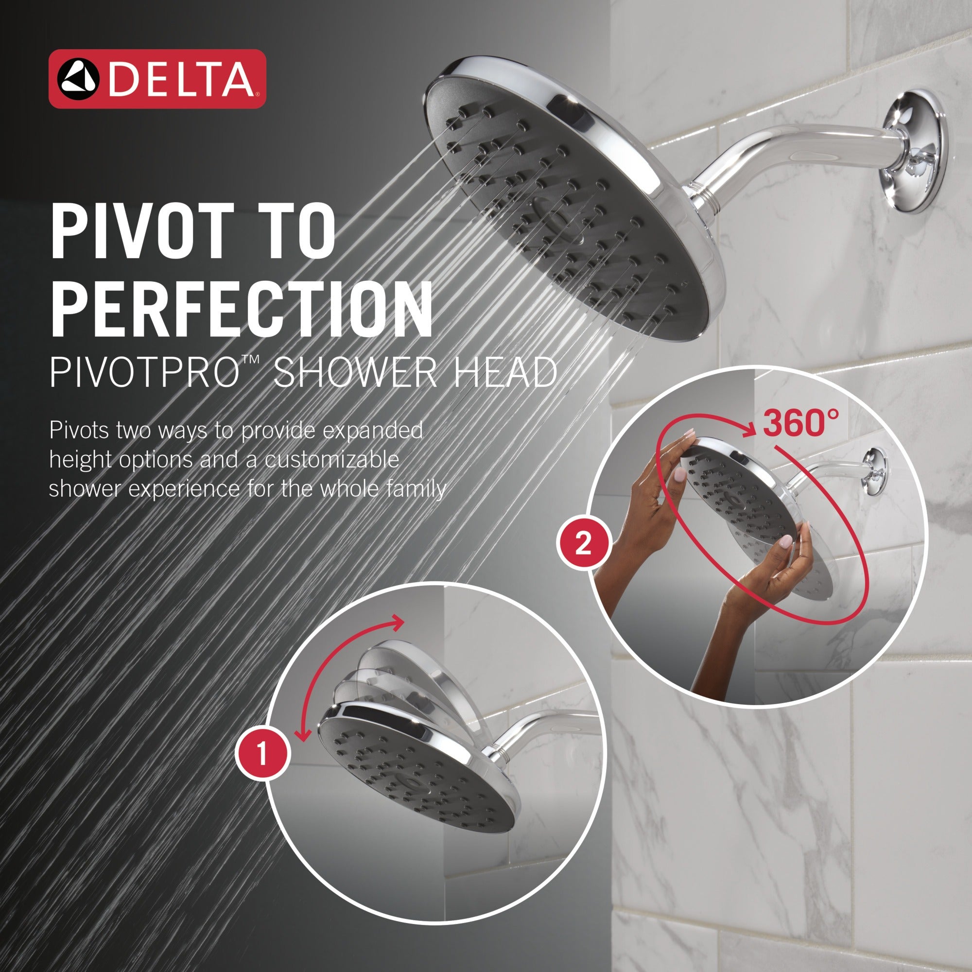 Delta Universal Showering Components PivotPro™ Raincan Shower Head with TouchClean® Spray Face