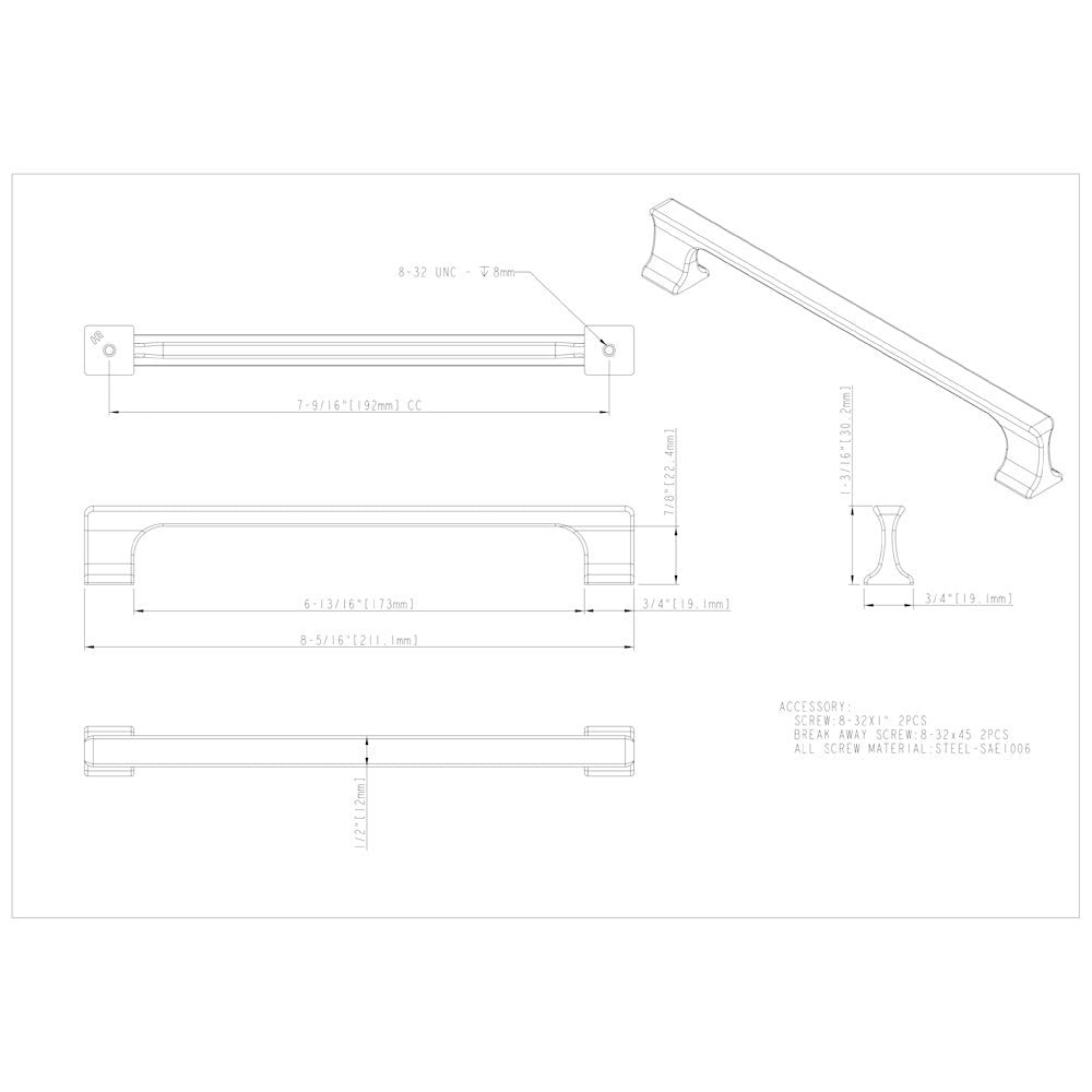 Hardware Resources 96 mm Center-to-Center Satin Nickel Sullivan Cabinet Pull