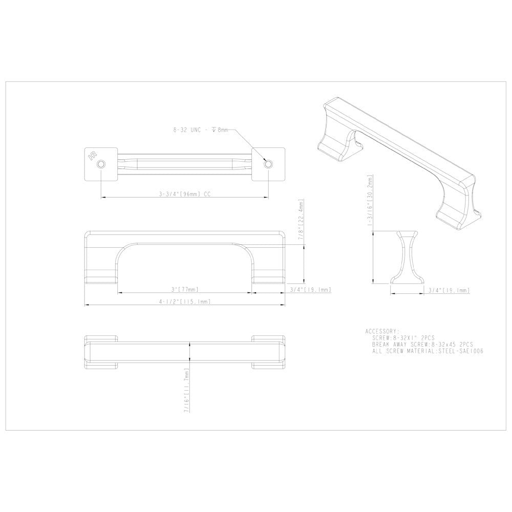 Hardware Resources 96 mm Center-to-Center Satin Nickel Sullivan Cabinet Pull