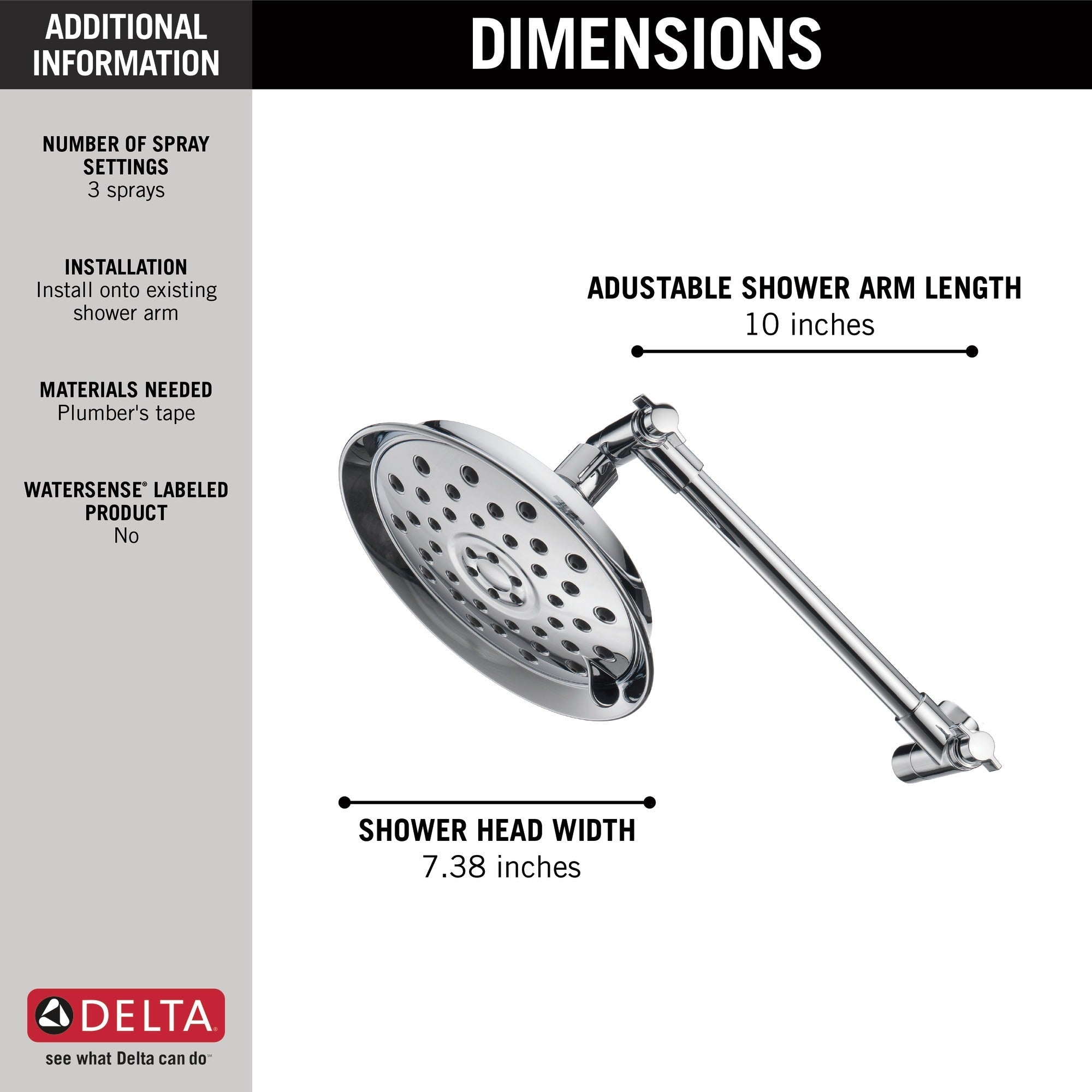 Delta Universal Showering Components Shower Head with Adjustable Arm