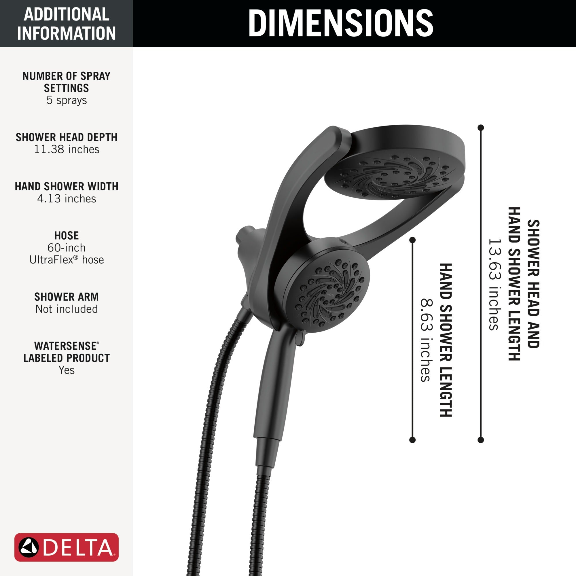 Delta Universal Showering Components 5-Setting HydroRain® with ProClean®