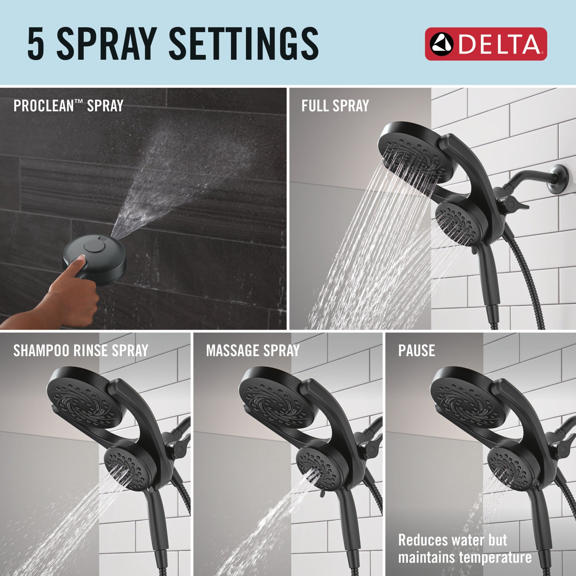 Delta Universal Showering Components 5-Setting HydroRain® with ProClean®